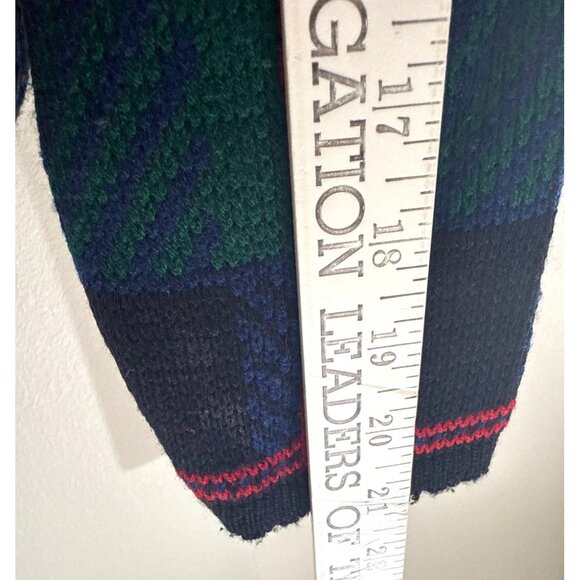Vintage Tally Ho Cardigan Sweater Women’s Size PM Green Red Plaid Long Sleeve - Picture 9 of 11